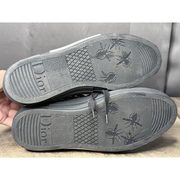 Read!!!! B23 Oblique Canvas Black Calfskin High Top Sneakers Shoes sz 42 - Picture 6 of 10